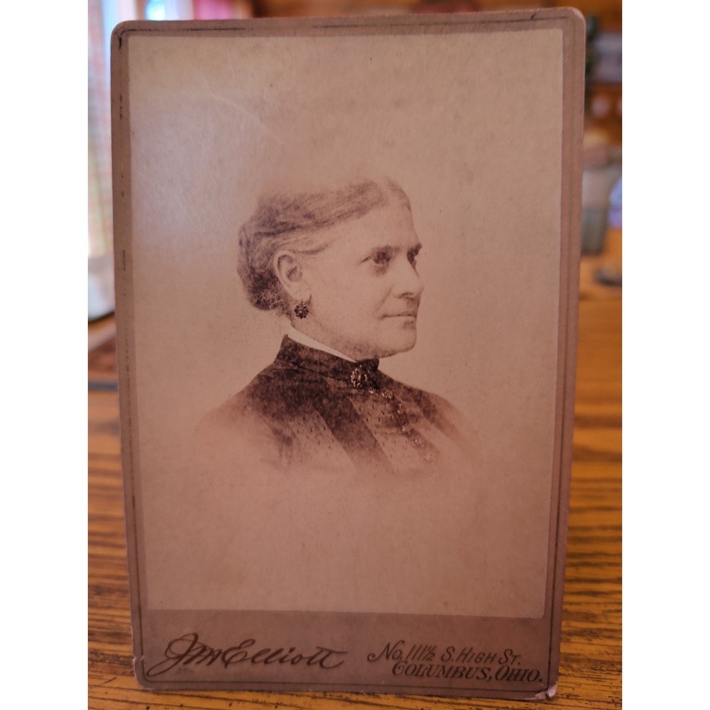 Antique Cabinet Card Woman Portrait Isabelle Stevens Kinsman Columbus Ohio